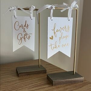 Hobby Lobby Gold and White Party Sign Duo